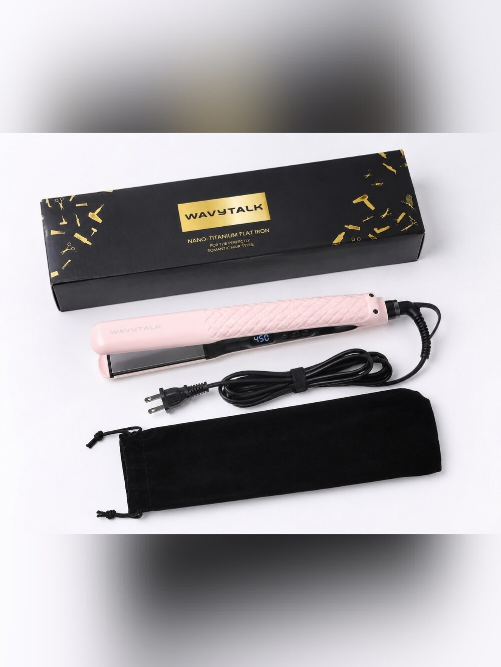 Wavytalk Nano Titanium Hair Straightener 1.75" Pink LCD Flat Iron K-139 Dual NEW